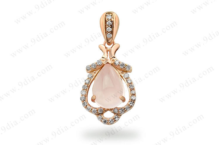 Special Designs Rose Quartz Pendant 14k Real Gold Fine Gold Jewelry Cheap