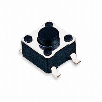 SMT Tactile Switch, Measures 4.5 x 4.5 x 3.8 to 7mm, Reflow Solderable