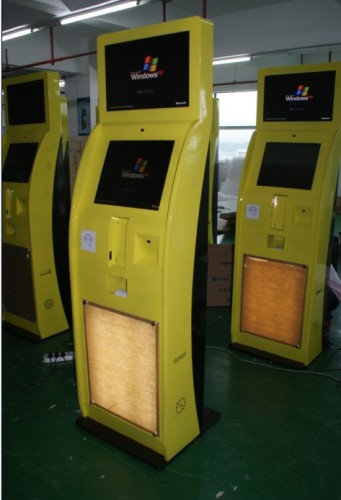 Dual Screen Internet Information Kiosk / Interactive Kiosk with Card Dispenser, Printer