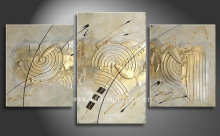 Promotional Abstract Gold Lines Group Oil Paintings