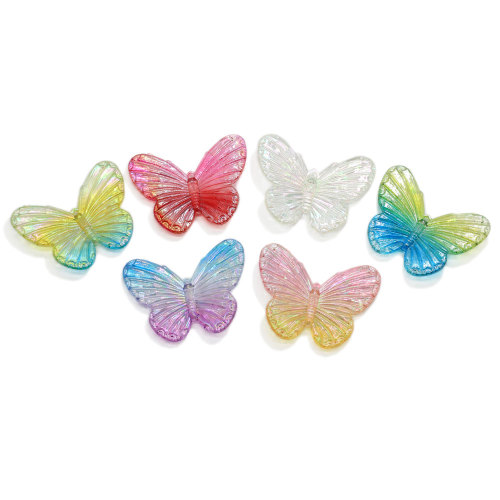 Más caliente Bicolor mariposa artificial acrílico artesanía DIY collar colgante joyería accesorio llavero Diy decoración artística
