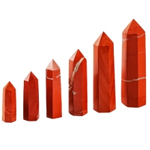 Gemstone Red Jasper Faceted Towers Crystal Hexagonal Pointed Tower Reiki Chakra Faceted Prism Wand Stone Home Decor