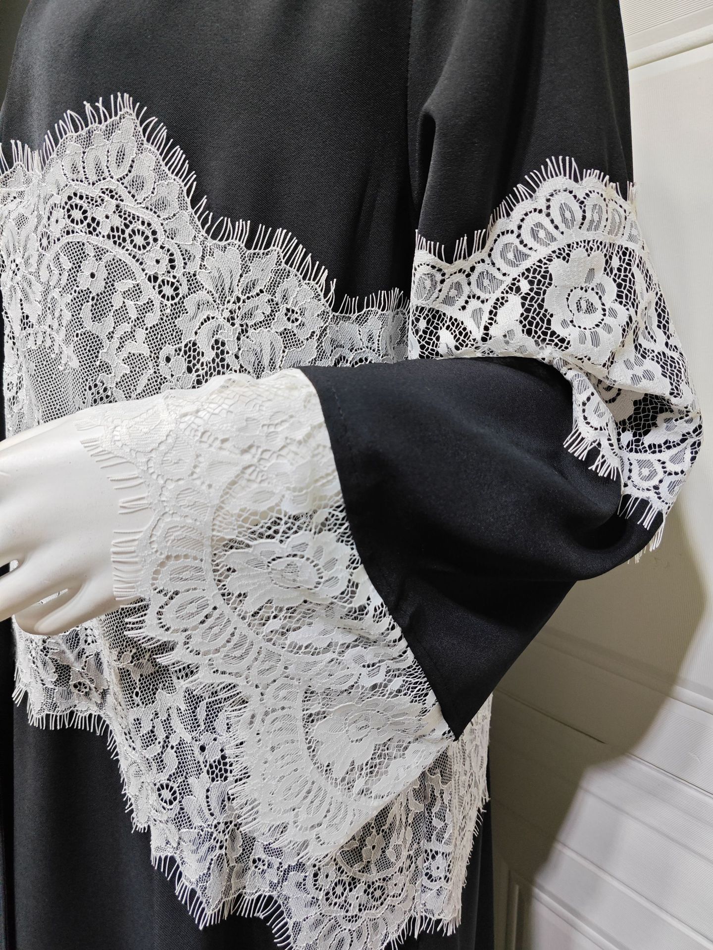 ژاکت کش باف پشمی توری Abaya MQ274 (5) Lace Abaya Cardigan MQ274 (5)
