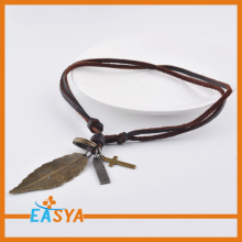 Gold Leaf Pendant Necklace Silver Cross Pendant Necklace