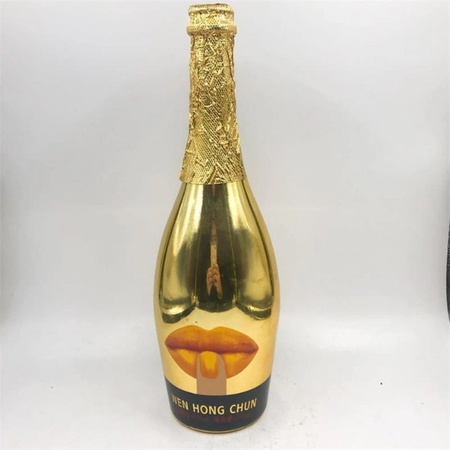 Manufacturer Customized 750ml Champagne Bottle, Electroplated Champagne Glass Bottle