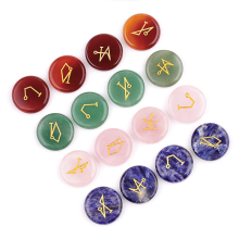 Gemstone 25MM Stone Disc Craved Angle Spiritual Symbols 4PCS/SET