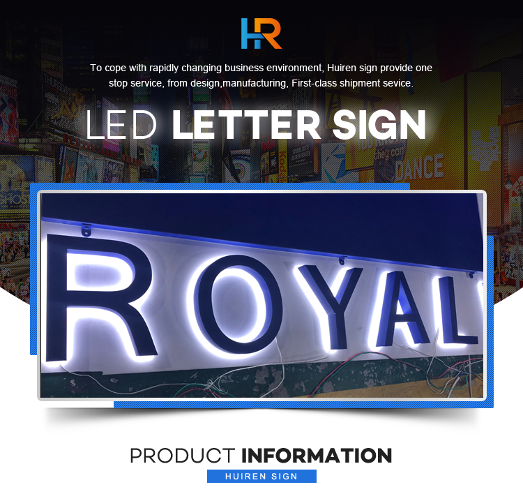 Custom led lighting 3d letter stainless steel led backlit letters business logo sign