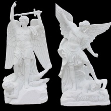 Custom St Michael hand carved marble statues
