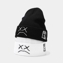 LIL PEEP Inspired Sad Expression Knitted Hat - Men's Warm & Women's Trendy Hooded Hat