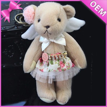 14.5cm Standing Pretty Dressed Jointed Legs Plush Bear Toy, Plush Bear Keychain, Angel Teddy Bear