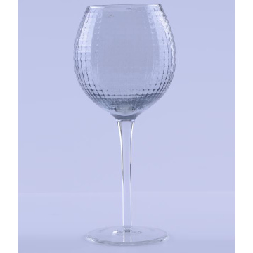 Juego de vino de vidrio transparente con patrón de cuadrícula