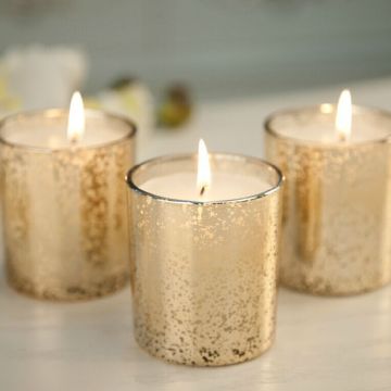 Gold Color Glass Container Candle for Decorative