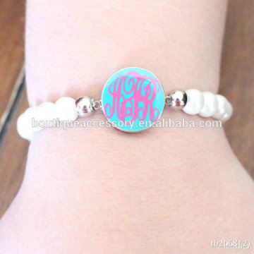 Monogrammed Pearl Charm Bracelet