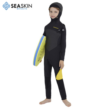 Seaskin 3/2 mm trẻ em bộ đồ lặn ngực trước với mui xe