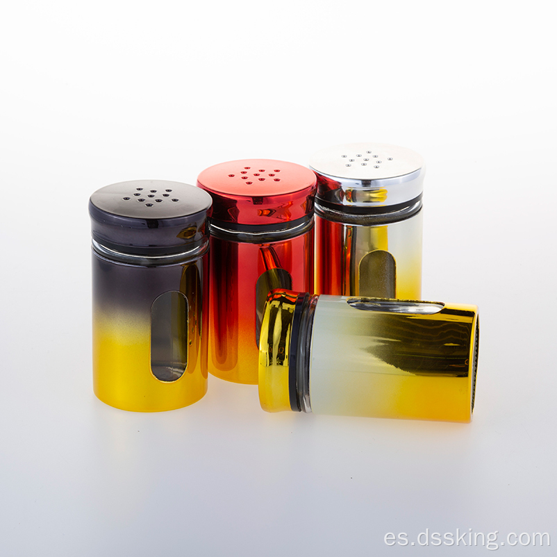 Dos color electroplating avanzado deslumbramiento de 150 ml jarras de almacenamiento de lata de vidrio de vidrio de vidrio
