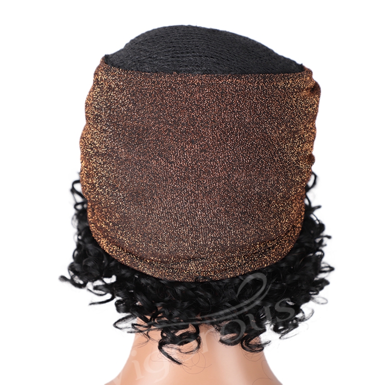 Wholesale Hair Ajustable Grip Cheap Full Attached Kinky Curly For White Black Women Brown Syntehtic Headband Wig