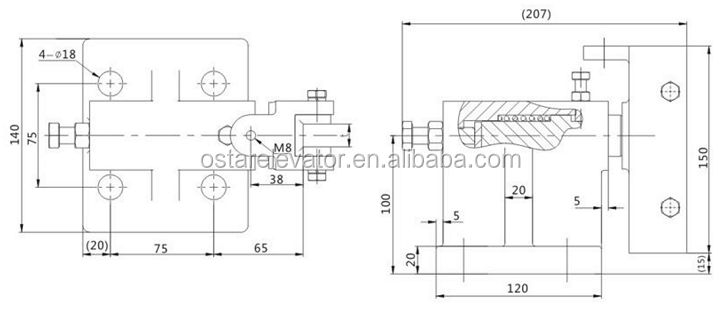 Elevator Sliding Guide Shoes for 10mm, 16mm Guide Rail Elevator Parts