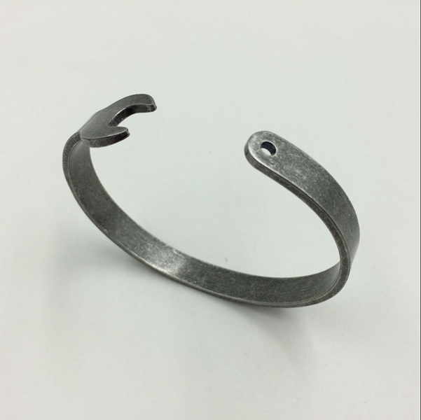 Antique Silver Plated Wrench Tool Cuff Bracelet Bangle