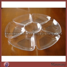 Crystal Clear Plastic Round Tray with Compartments