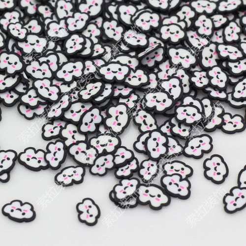 5*6mm Most Hot Selling Smile Faces Expression Green Cucumber Cloud Shape Miniature Polymer Clay Nail Art Stickers for Girls