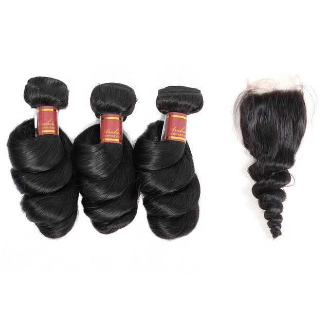 10A Grade Malaysian Loose Wave Human Hair Bundles With Closure 100% Human Hair Extension