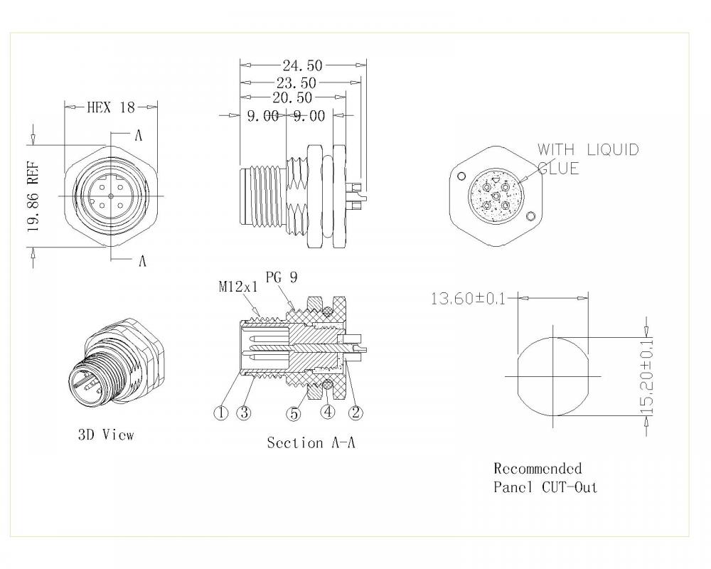 M12 D Xp M 133 0 M12 3 5p Male D Code Wire Side Jpg