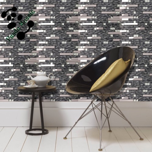 SMJ05 brushed mosaic stainless steel mix mosaic laminated glass mosaic tile