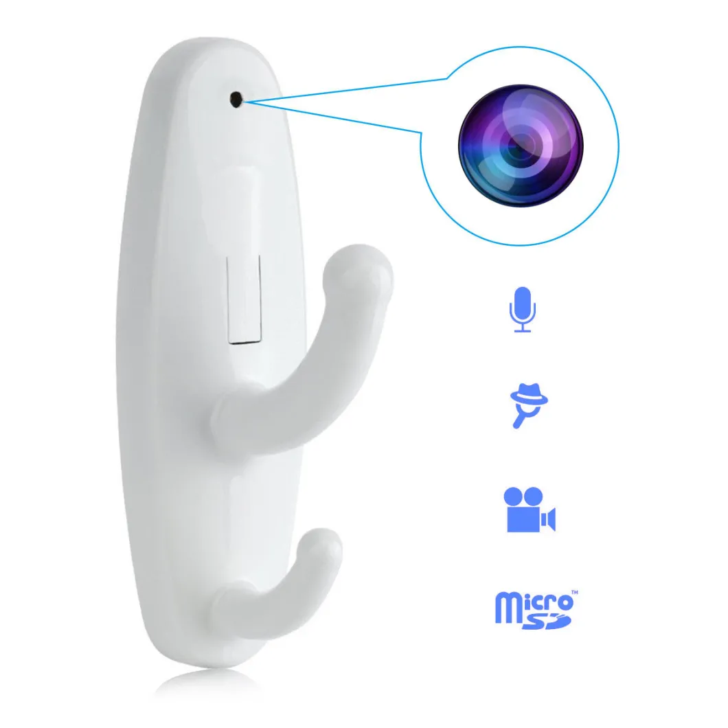 Motion Detection Hidden Mini Camera Clothes Hook DVR Video Nanny Babysitting Cam