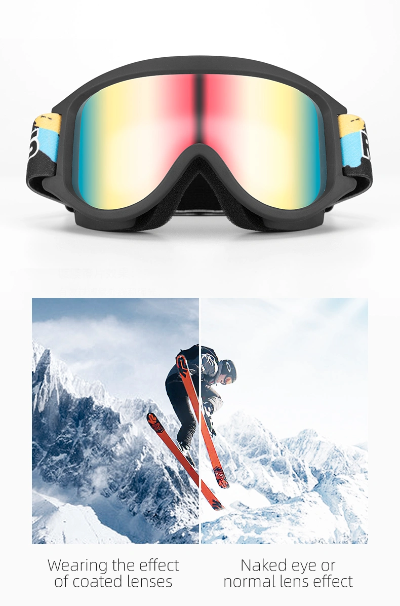 Rockbros Ski Glasses Windproof PC High Toughness Double-Layer Lens Ultralight UV400 Protection Anti-Fog Goggles Children Glasses