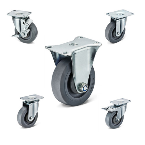 Industrial TPR Rigid Caster Wheels for cleaning tolley