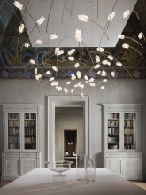 Elegant atmospheric hanging Flower Gold tulip chandelier