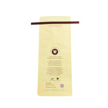 Flat Bottom White Kraft Paper Coffee Bags With Tin Tie