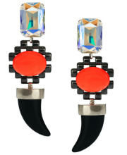 Horn drop earring with diamond decorated for women