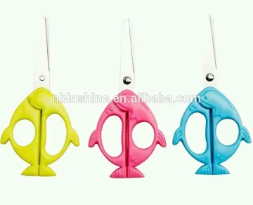 Cartoon dolphin shaped children scissors , children animal handle plastic scissors