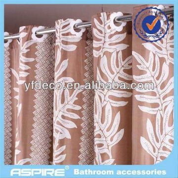 Polyester brown hookless shower curtain