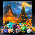 Advent Dice Calendar Set with 24 Random Mystery Dice, Christmas Advent Calendar DND Dice Set, 24 Days Christmas Countdown Gift