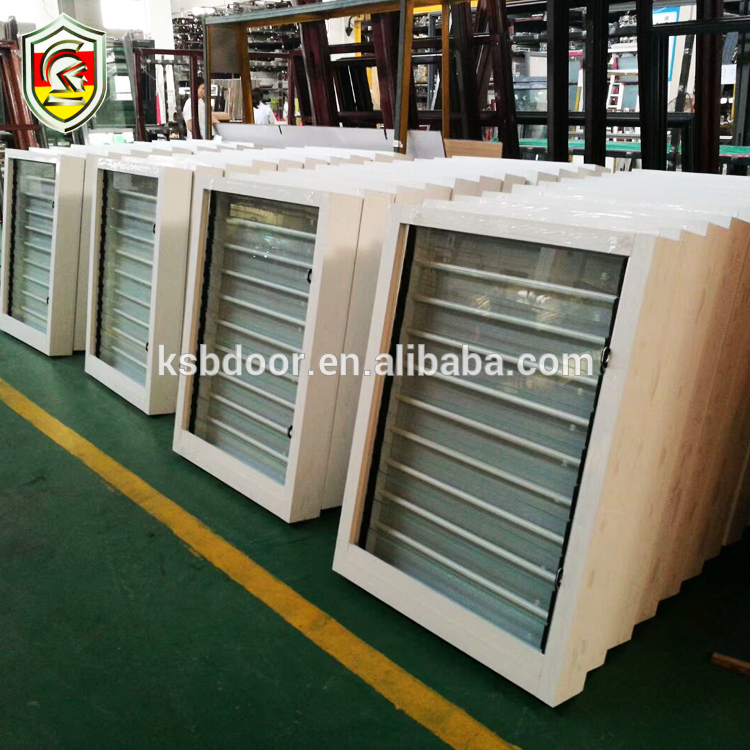 1.5mm thick powder coated wooden grain aluminium alloy frame louver shutter standard size bathroom window