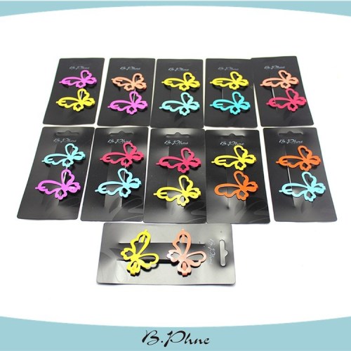 2015 fashion metal butterfly design girls hair clip in hair extensions free sample