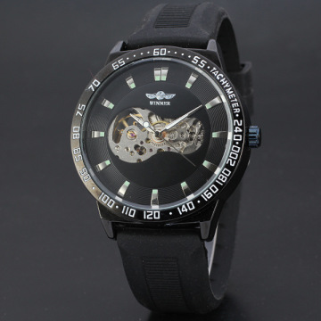 wholesale silicone band men watch with skeleton design