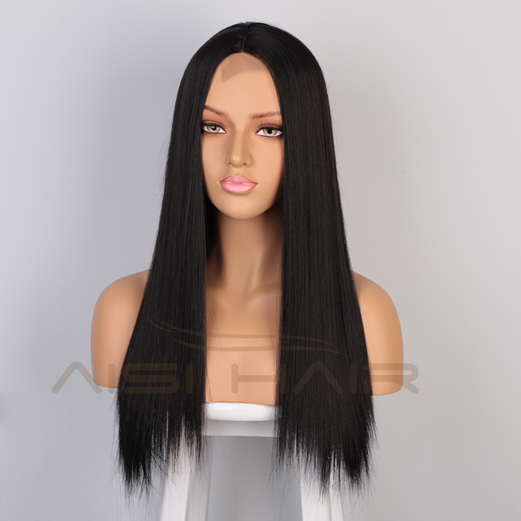 Aisi Hair Top Quality Vendor Cheap Wholesale Glueless Black Lace Frontal Synthetic Hair For Black Women Lace Front Wig
