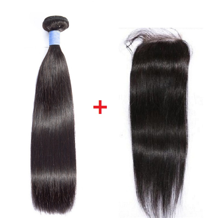 Straight human hair bundles virgin hair with closure lace frontals vendors mink brazilian peruvian weave free shipping