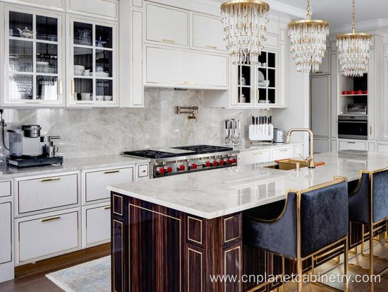 Luxury Australian Shaker Cherry Wood Marble Kitchen Cabinet