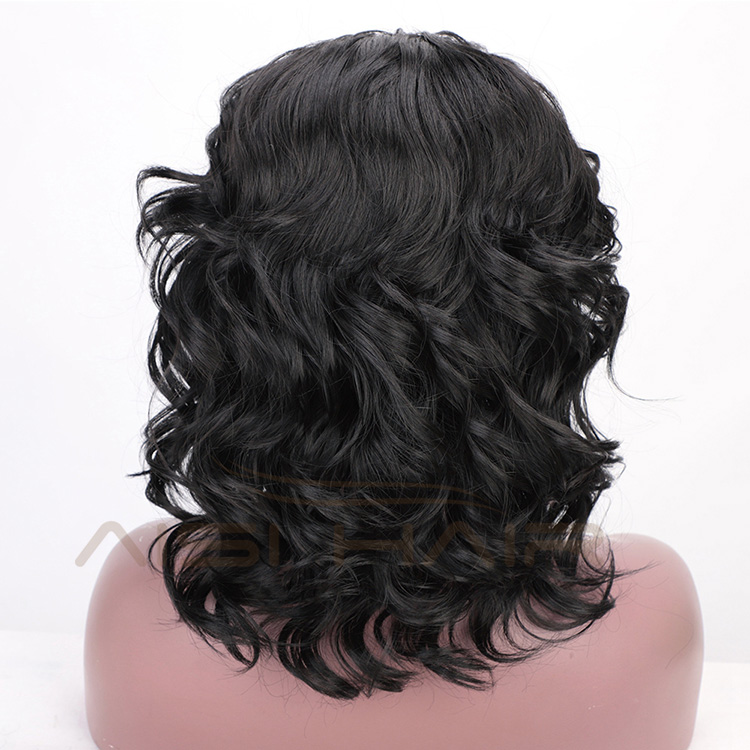 Aisi Hair Short Women Black Curly Wigs with Headband Heat Resistant Synthetic Fiber Wigs with Bandage For Lady