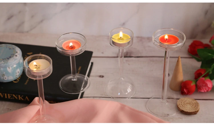 Golden Candlestick Glass Romantic Candlelight Dinner Props Simple Modern European Candle Holder Glass for Home Decor