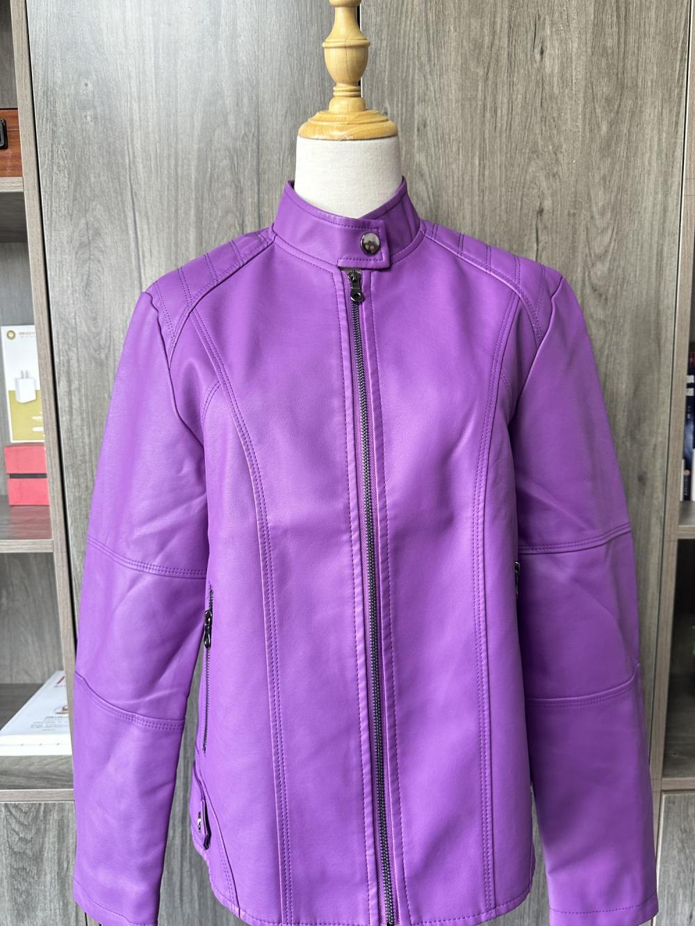 Ladies pu soft leather jacket