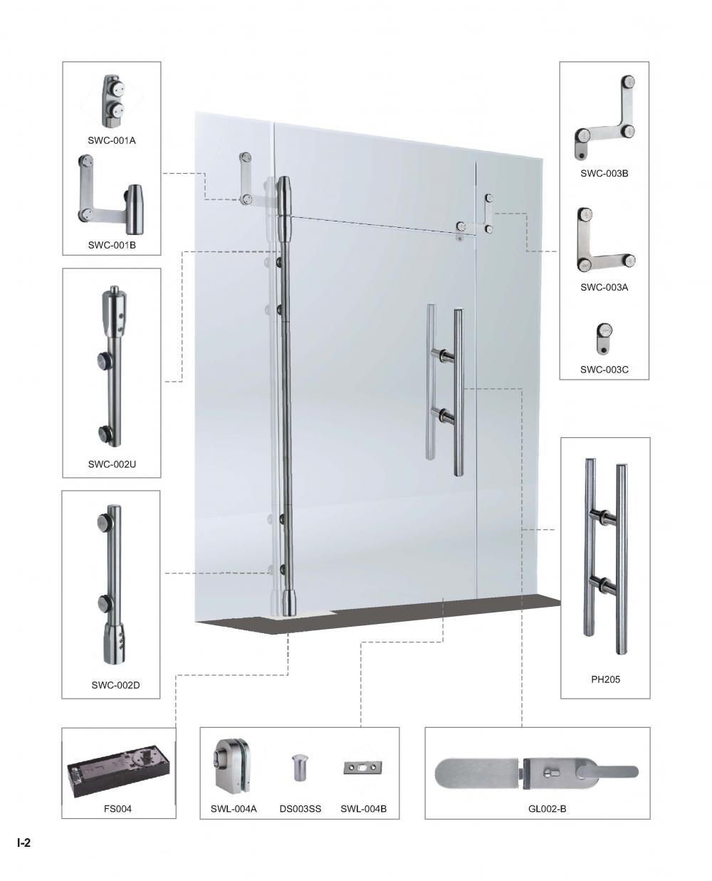 Ensemble de solutions de solution du système de porte swing en verre