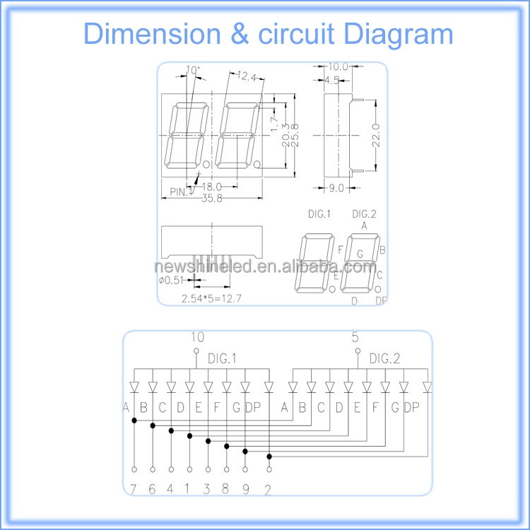 Factory Free Sample 0.8" 7 Segment LED Display RGB 2 Digit 0.8 inch seven segment display led 7 digit tube for advertising