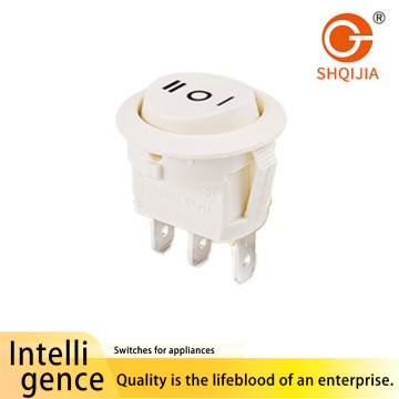 interruptor branco preto redondo tipo barco de três posições