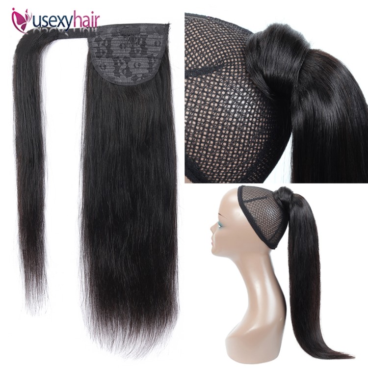 Virgin Brazilian Hair Drawstring Ponytail Cheveux Humains Yaki Wrap Around Ponytails For Black Women