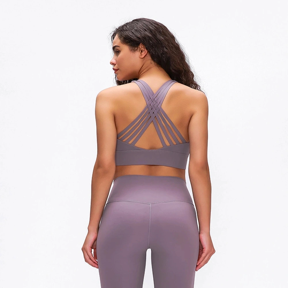 Breathable Mesh Zipper Back Yoga Sports Bra with Removable Cups